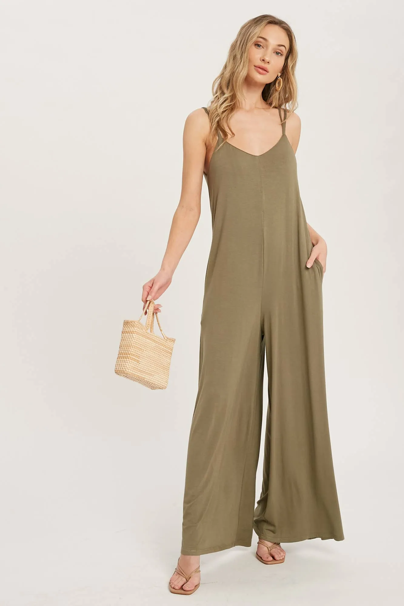 Criss Cross Back Wide Leg Jumpsuit