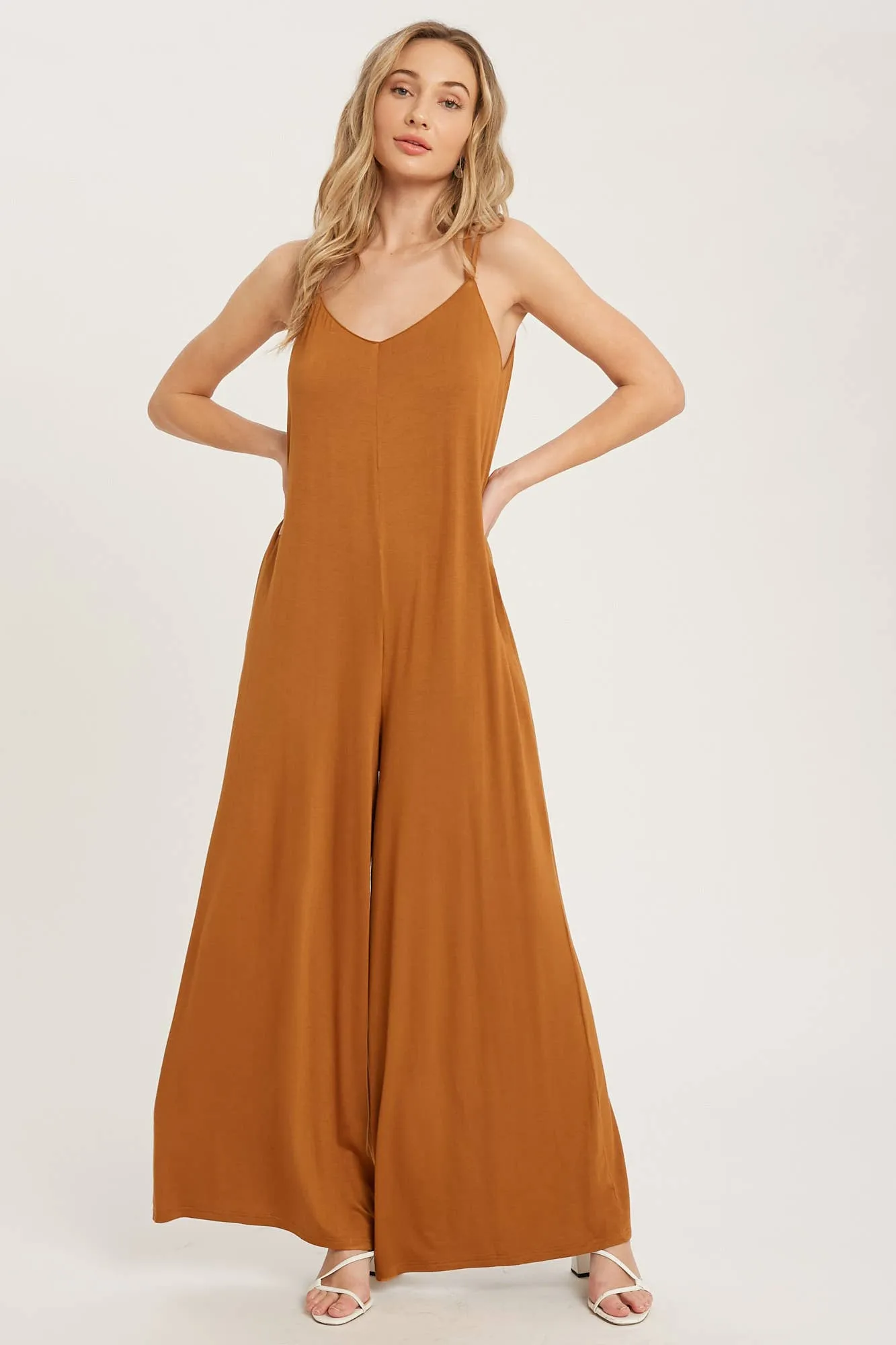 Criss Cross Back Wide Leg Jumpsuit