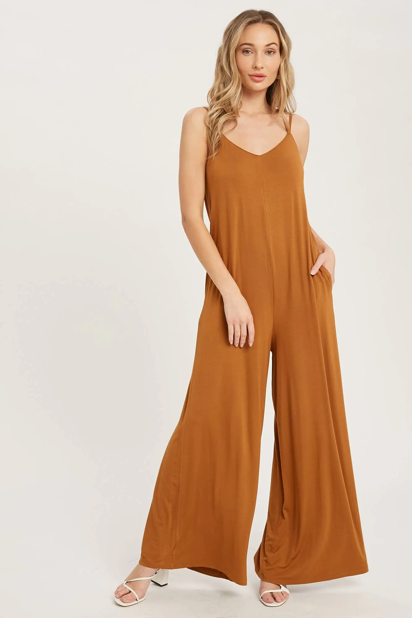 Criss Cross Back Wide Leg Jumpsuit