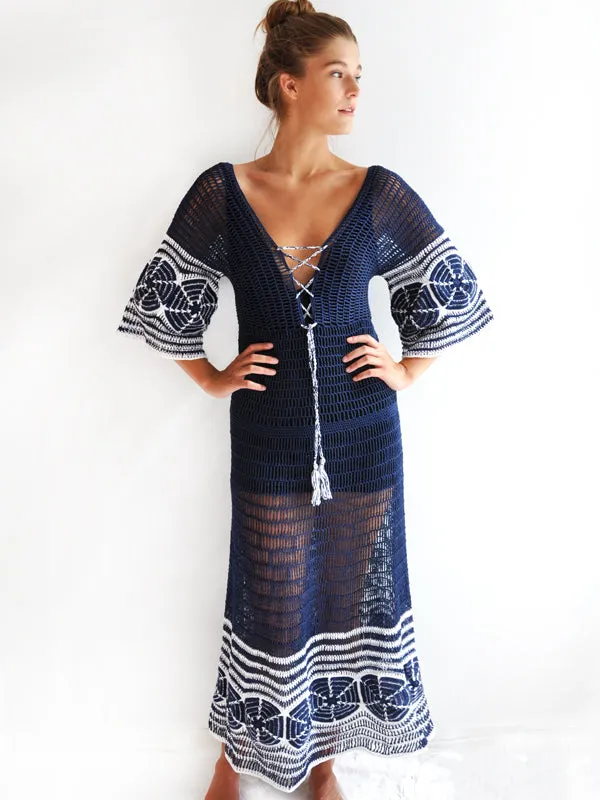 Crochet Indigo Sand Dollar Crochet Dress