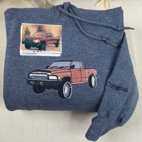 Custom Embroidered Trucker Hoodie from Your Photo, Personalized Gift for Truck Lover