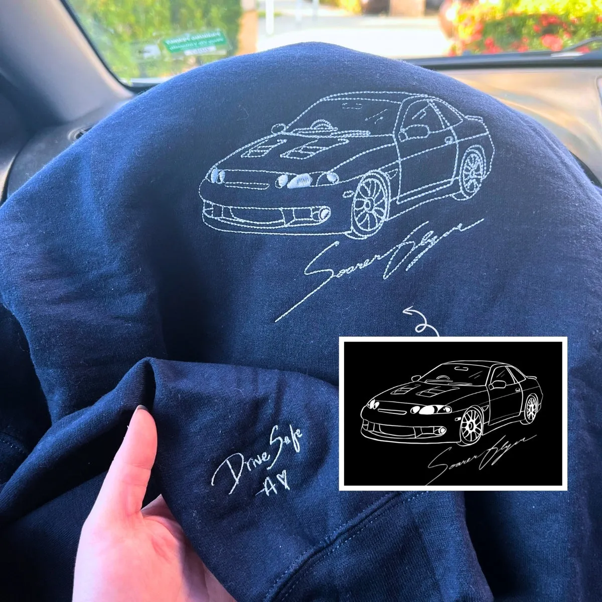 Custom Embroidered Trucker Hoodie from Your Photo, Personalized Gift for Truck Lover