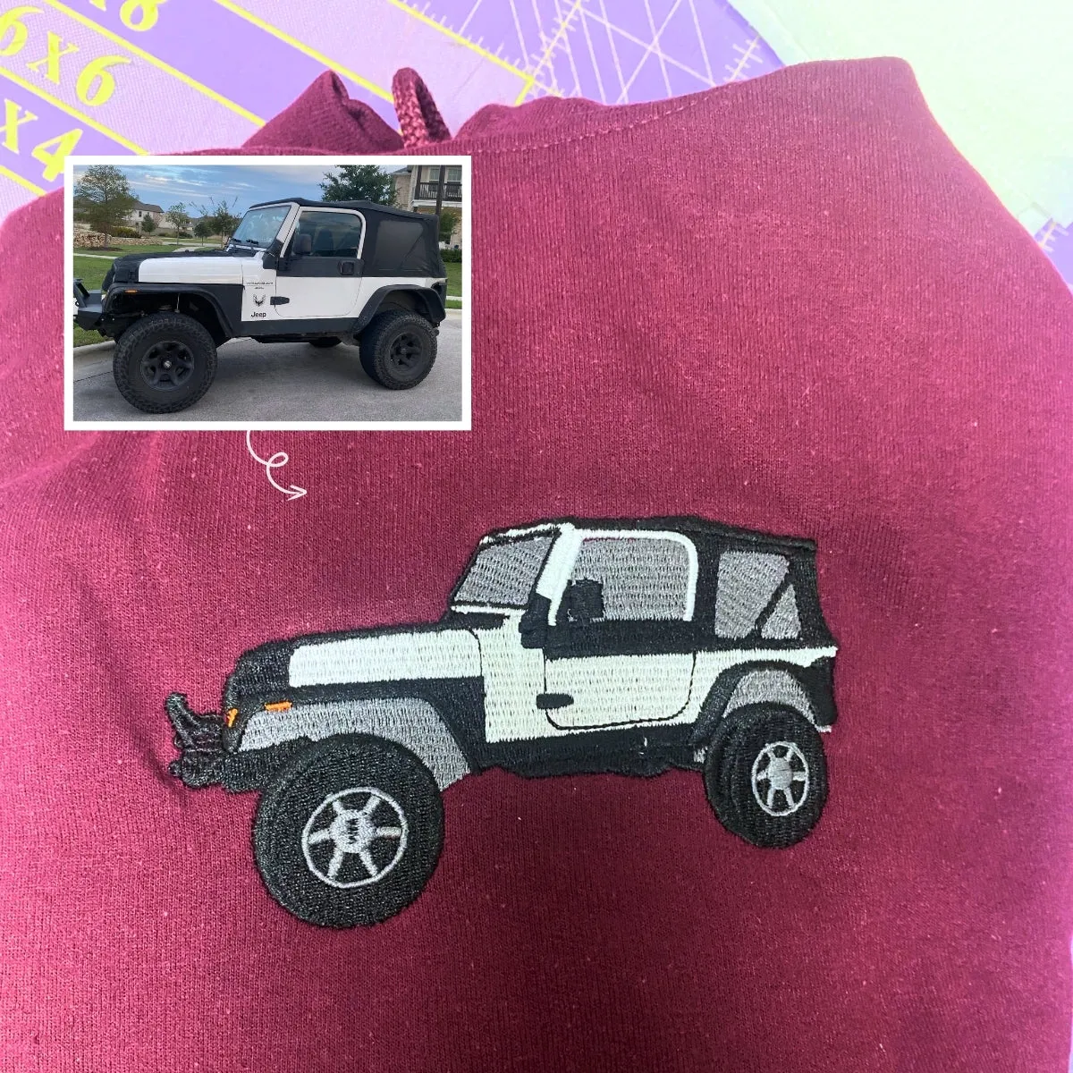 Custom Embroidered Trucker Hoodie from Your Photo, Personalized Gift for Truck Lover