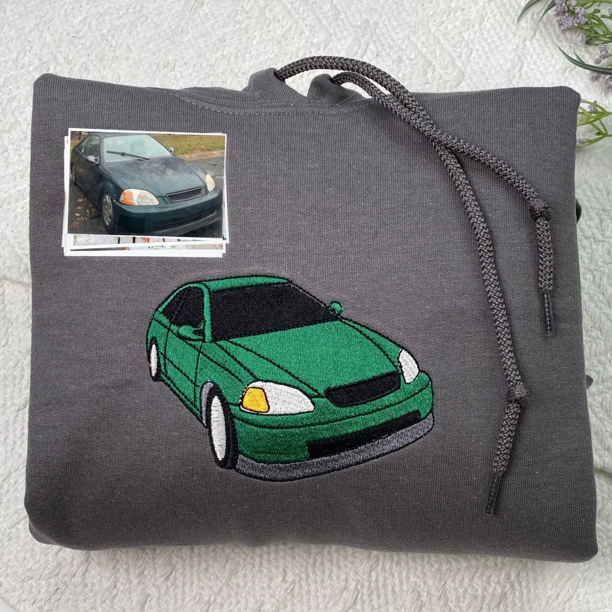 Custom Embroidered Trucker Hoodie from Your Photo, Personalized Gift for Truck Lover