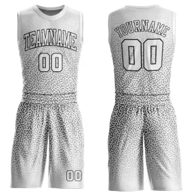 Custom White White-Black Round Neck Sublimation Basketball Suit Jersey