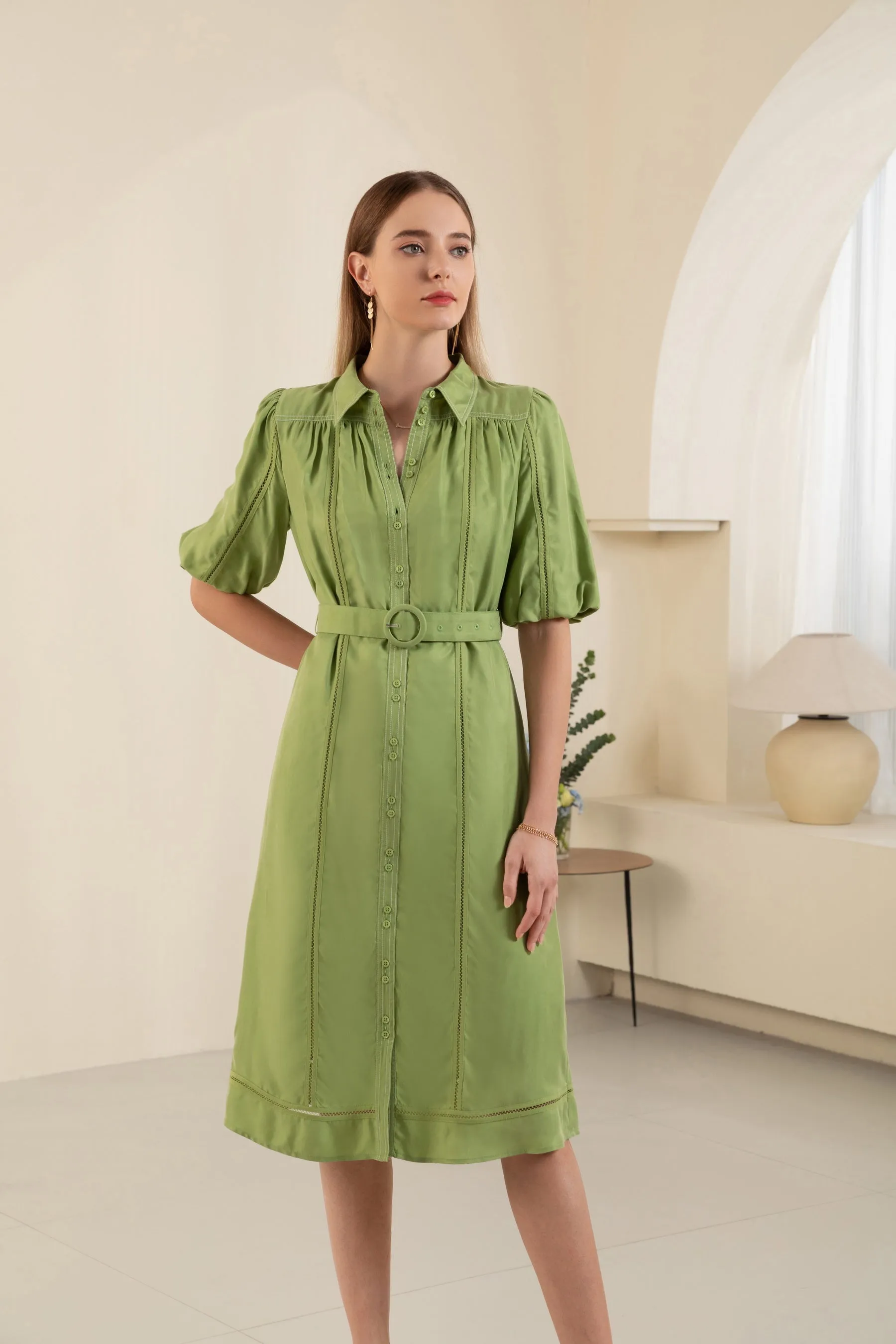 Daphne Midi Dress - Lime - GDS