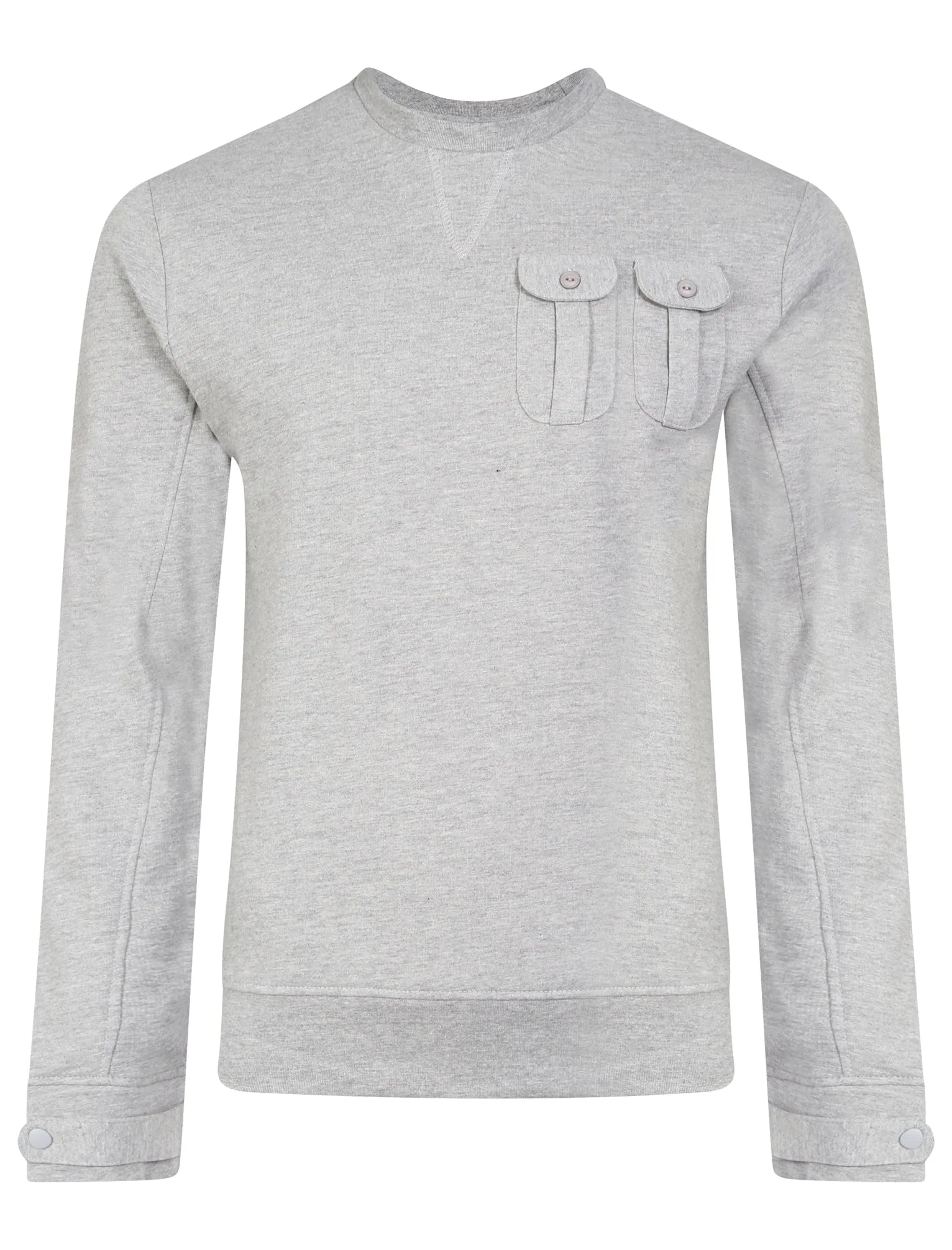 Darryl Double Pocket Crew Sweatshirt In Light Grey Marl