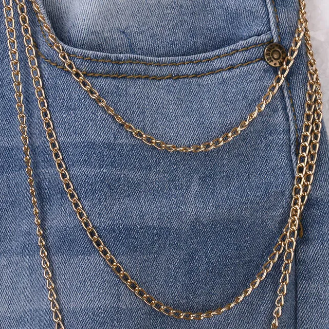 Distressed chain cutout denim jeans