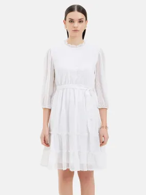 Dobby Tiered  Midi Dress