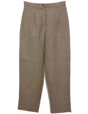 Dogtooth Olive Green & Off-White Tapered Trousers - W30 L29