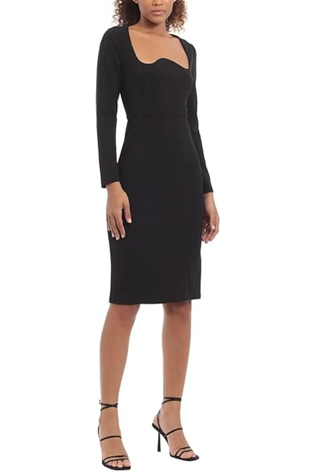 Donna Morgan Long Sleeve Midi Scuba Crepe Sheath Dress