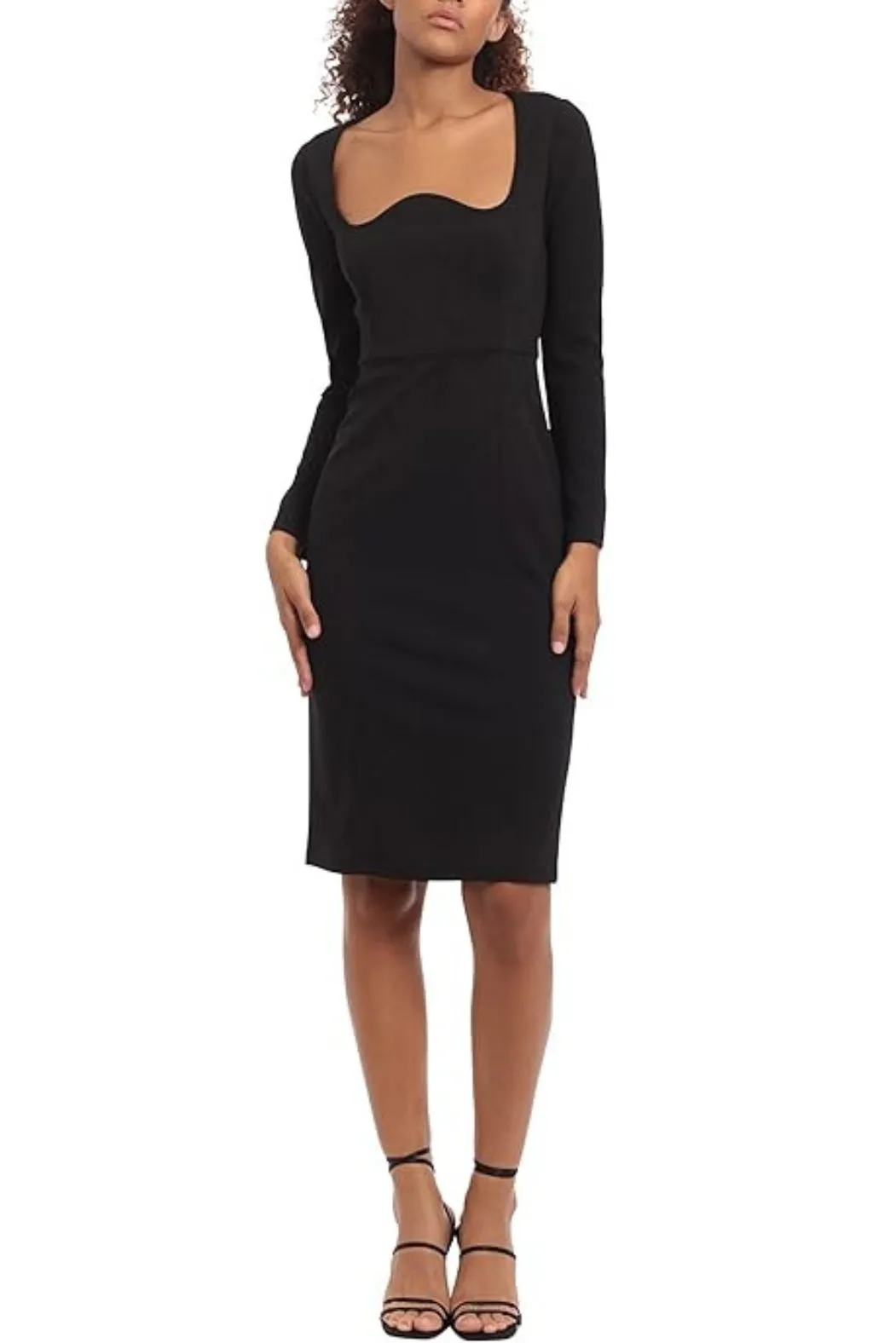 Donna Morgan Long Sleeve Midi Scuba Crepe Sheath Dress