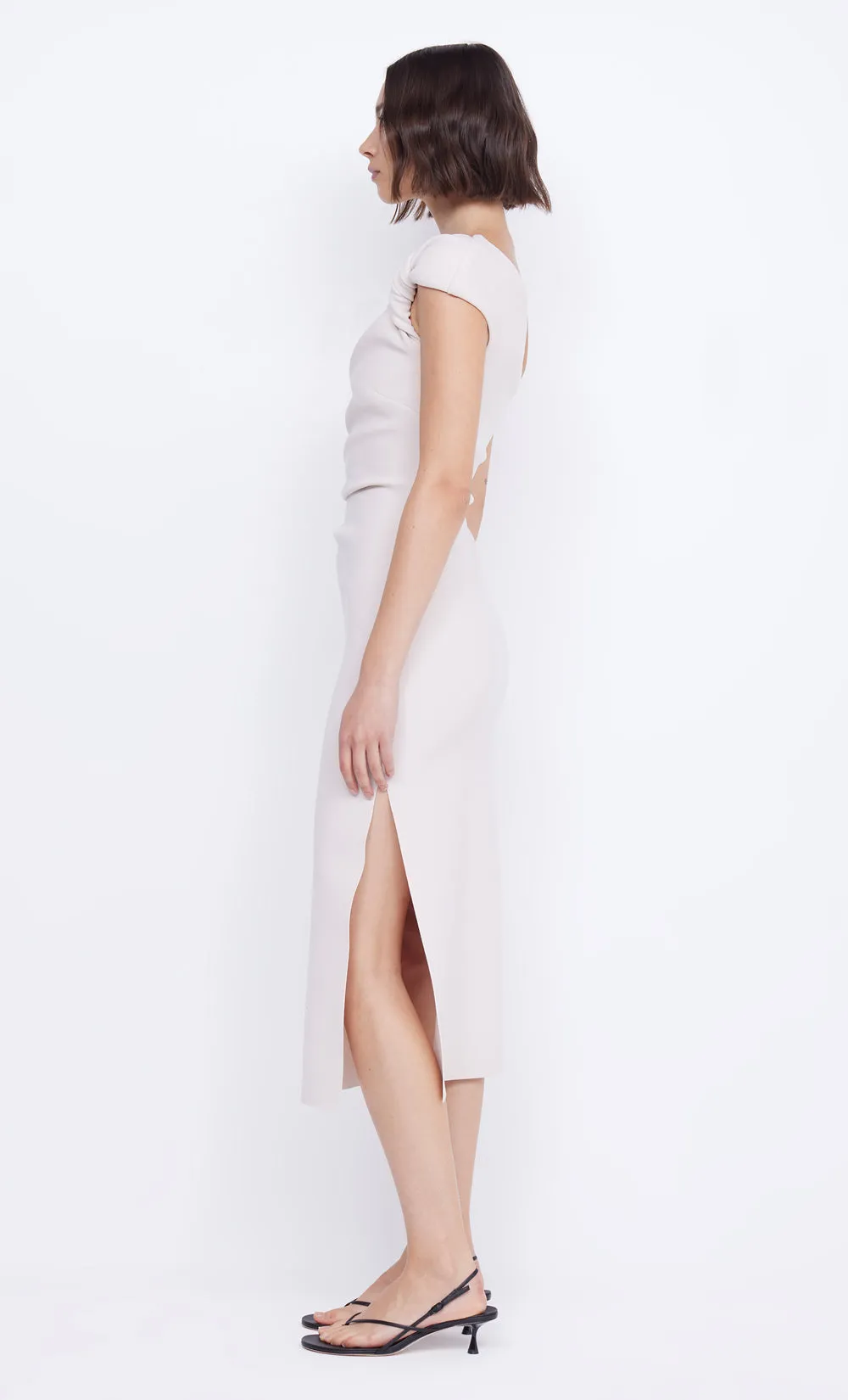 ELEA ASYM MIDI DRESS - VANILLA BEAN