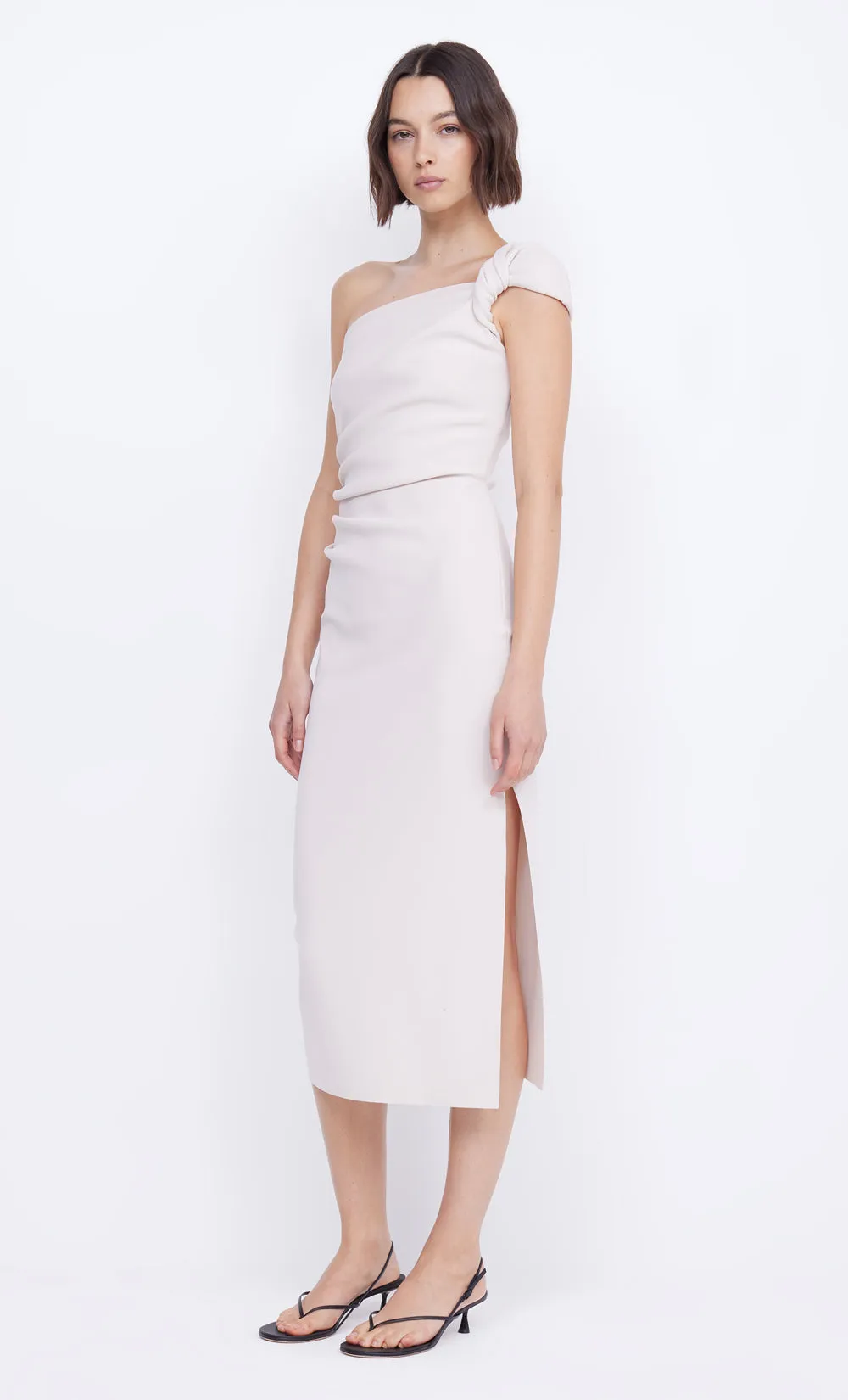 ELEA ASYM MIDI DRESS - VANILLA BEAN