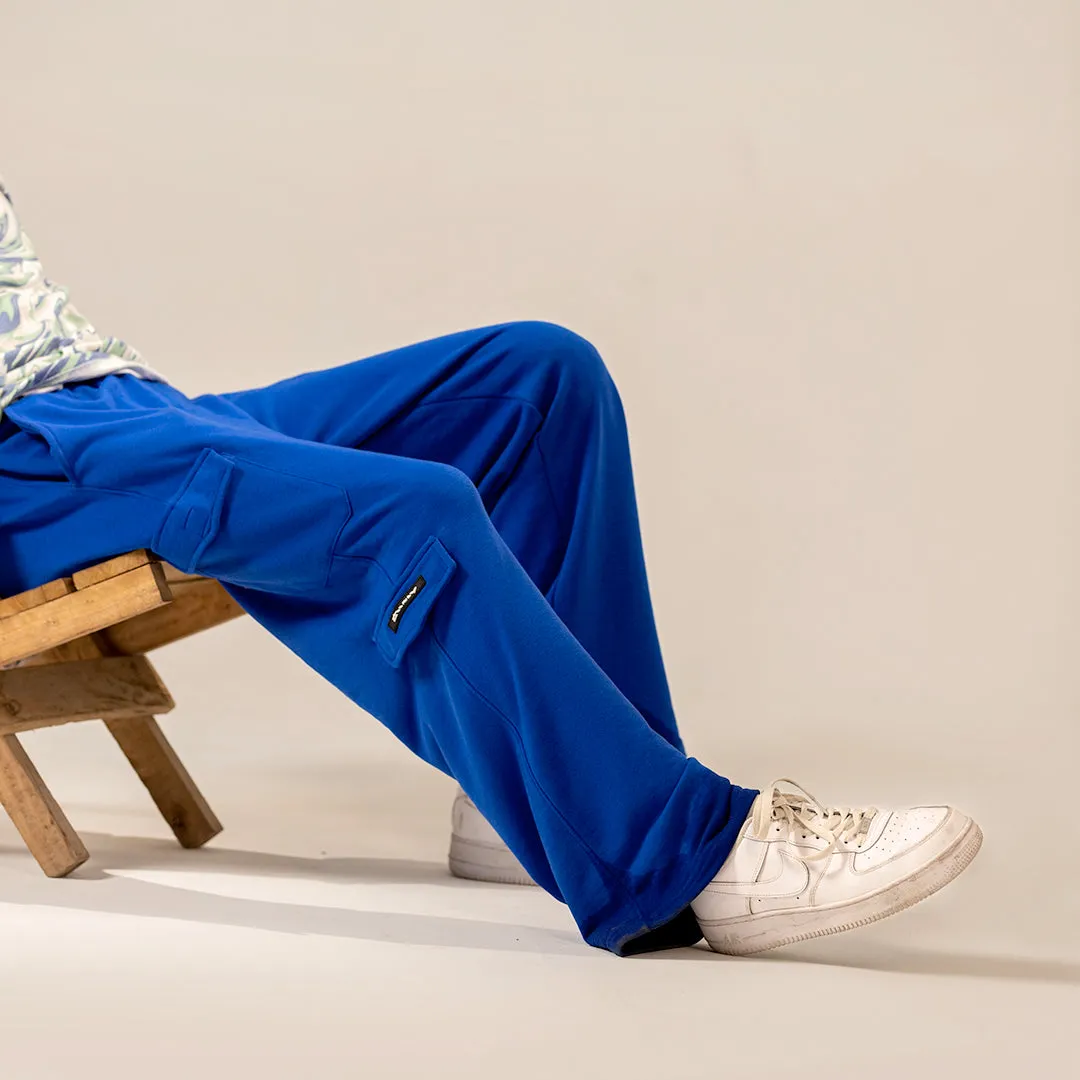 Electric Blue Wide Leg Cargo Unisex Trouser