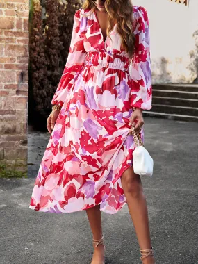 Elegant Long Sleeve Summer Midi Dress