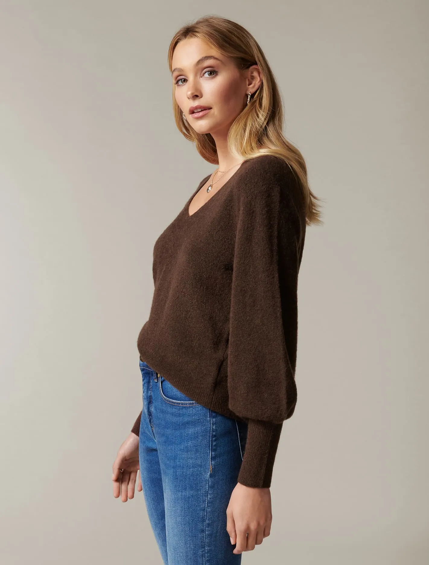 Esther V Neck Blouson Knit Jumper