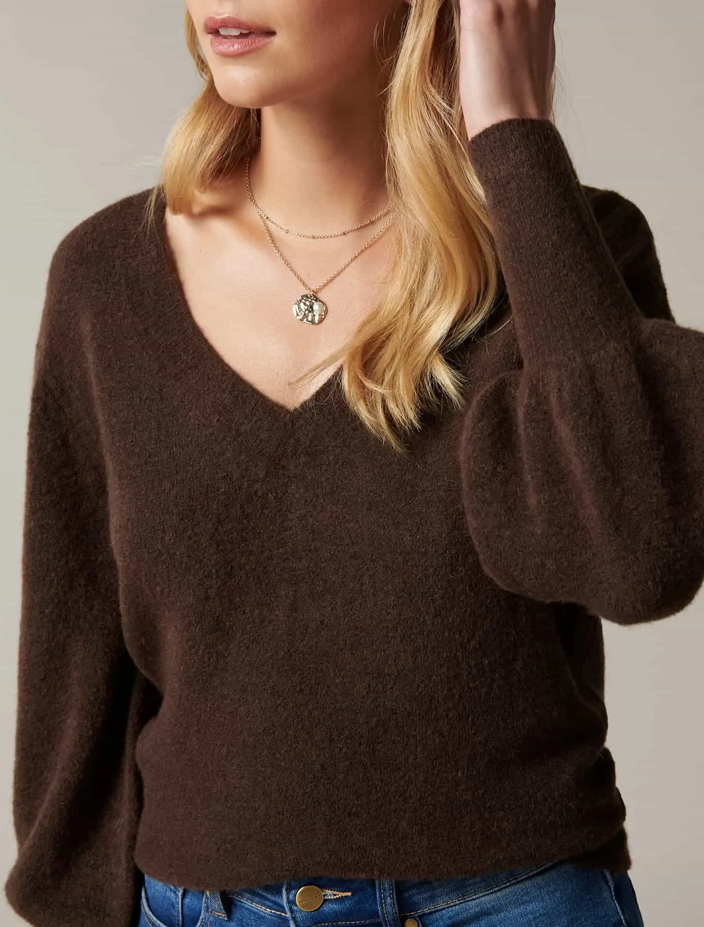 Esther V Neck Blouson Knit Jumper