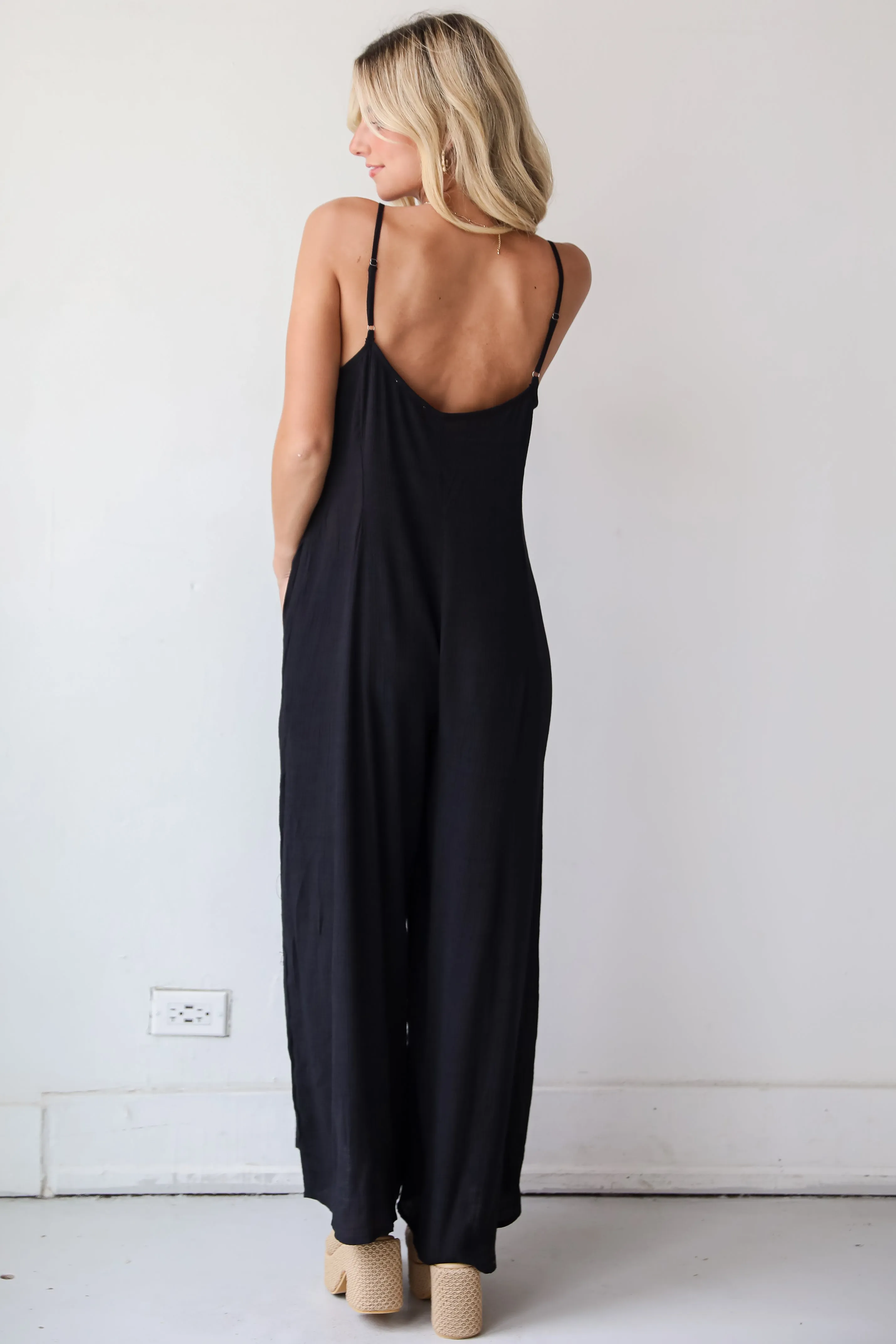 FINAL SALE - Charming Design Black Wide Leg Jumpsuit