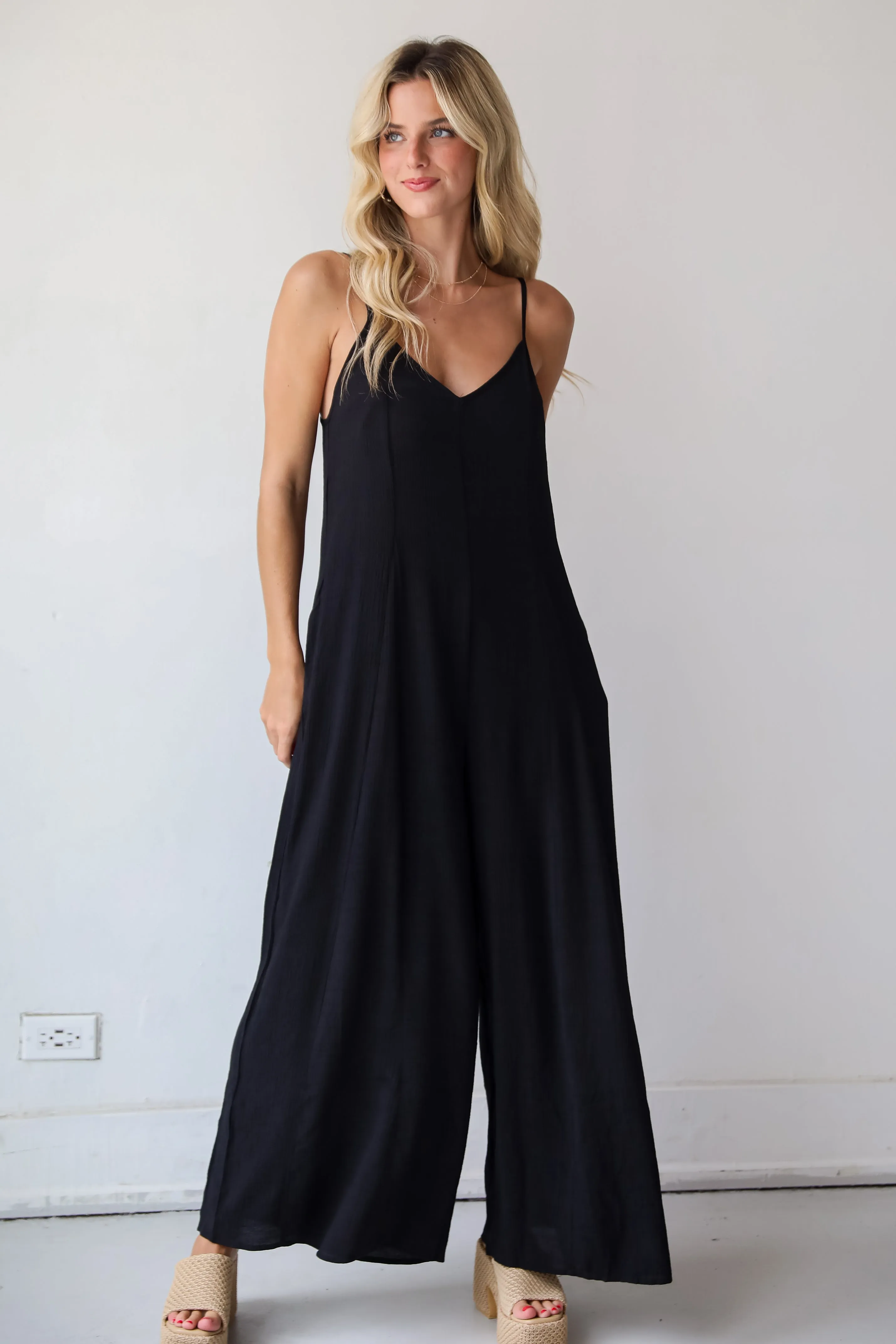 FINAL SALE - Charming Design Black Wide Leg Jumpsuit