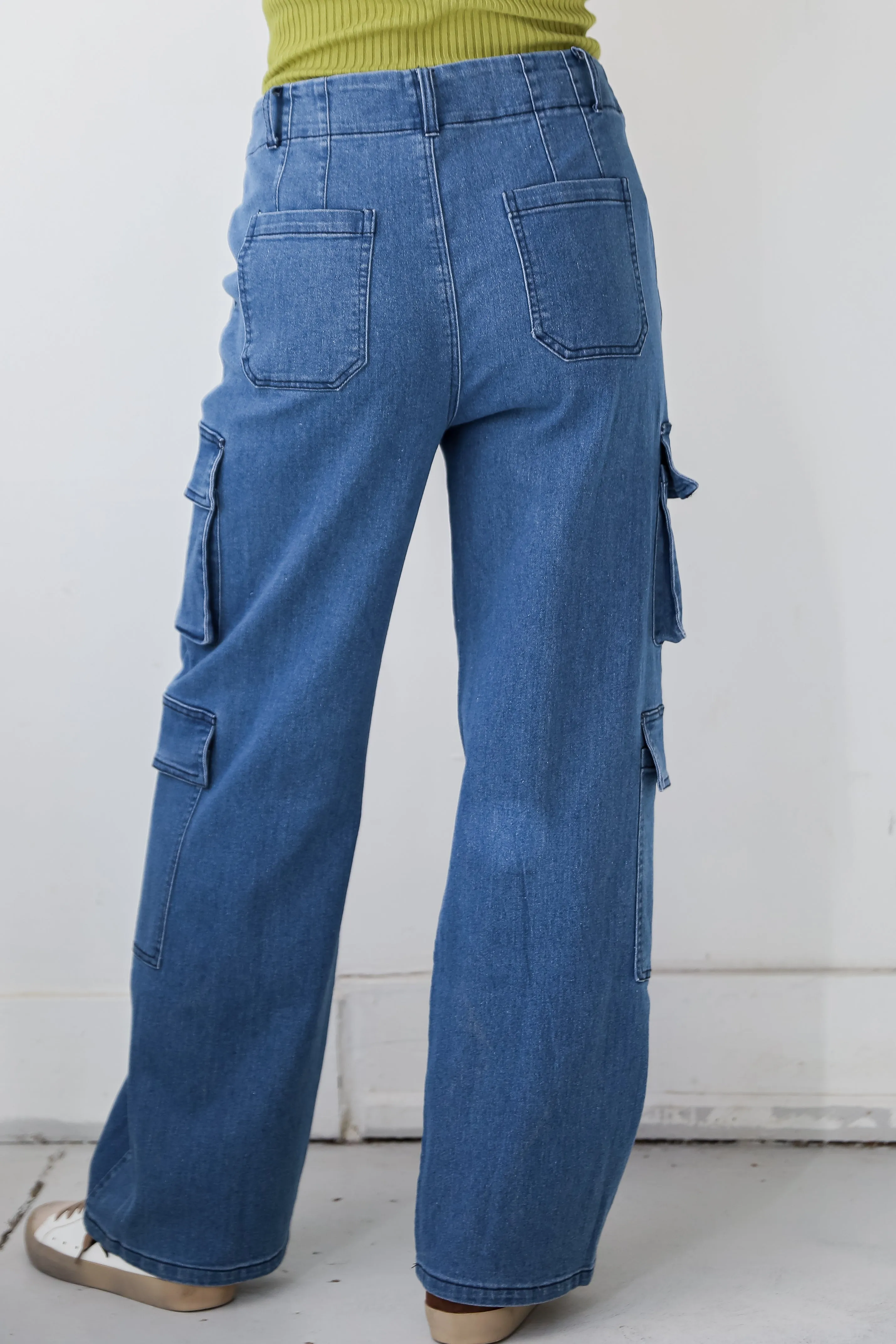 FINAL SALE - Cool Influence Medium Wash Cargo Jeans