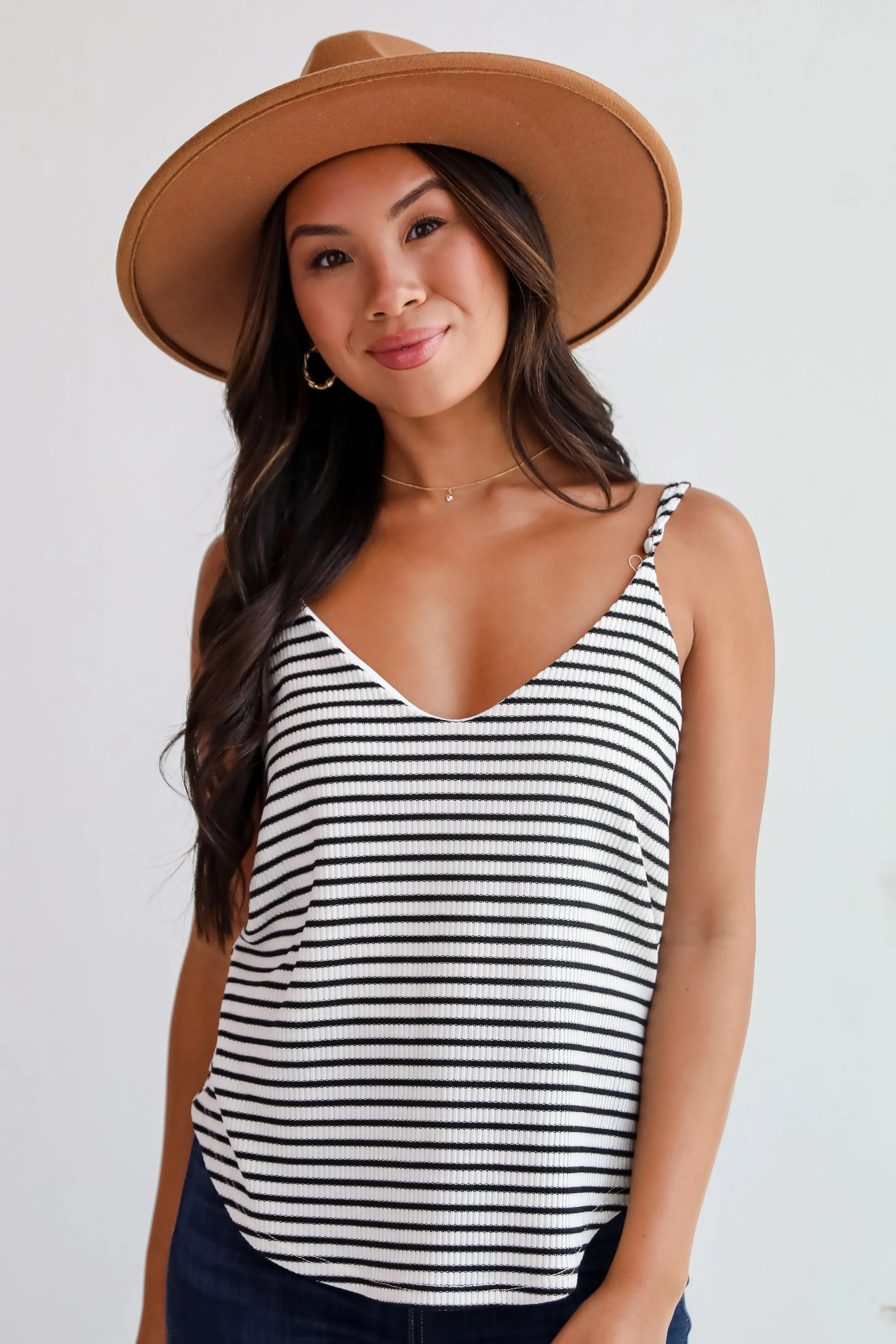 FINAL SALE - Envied Comfort Ivory Striped Knit Tank - DU DEAL