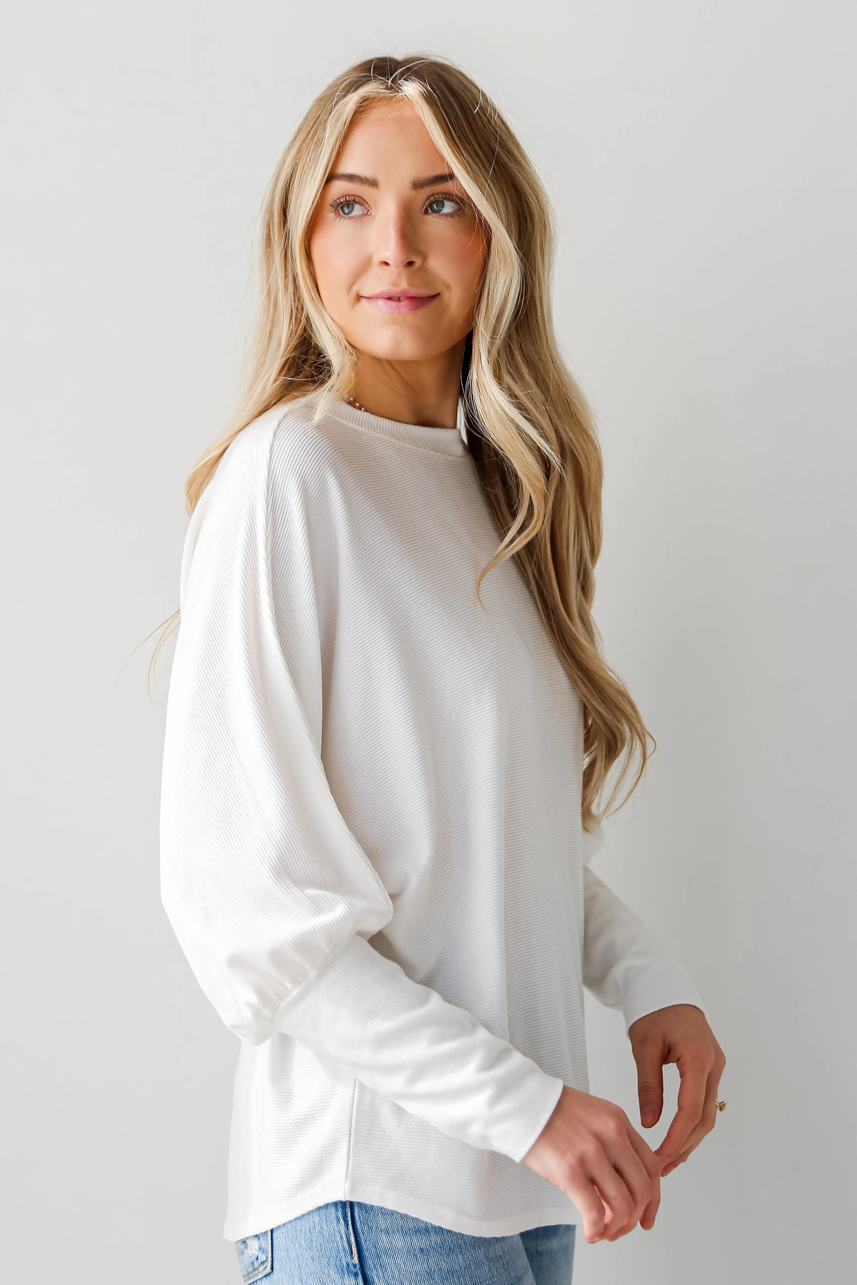 FINAL SALE - Forever Comfy Ivory Ribbed Knit Oversized Top