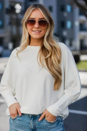 FINAL SALE - Forever Comfy Ivory Ribbed Knit Oversized Top