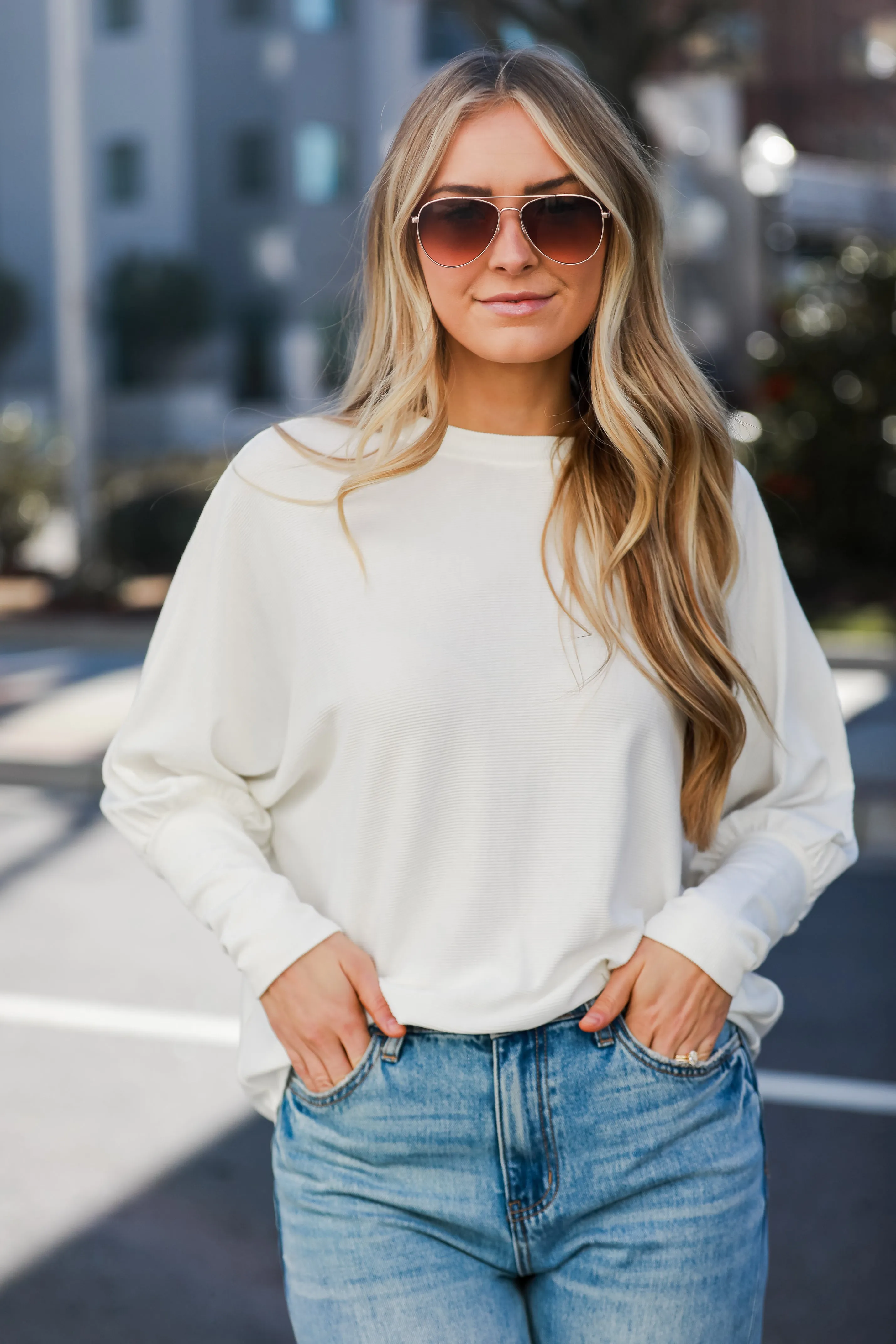 FINAL SALE - Forever Comfy Ivory Ribbed Knit Oversized Top