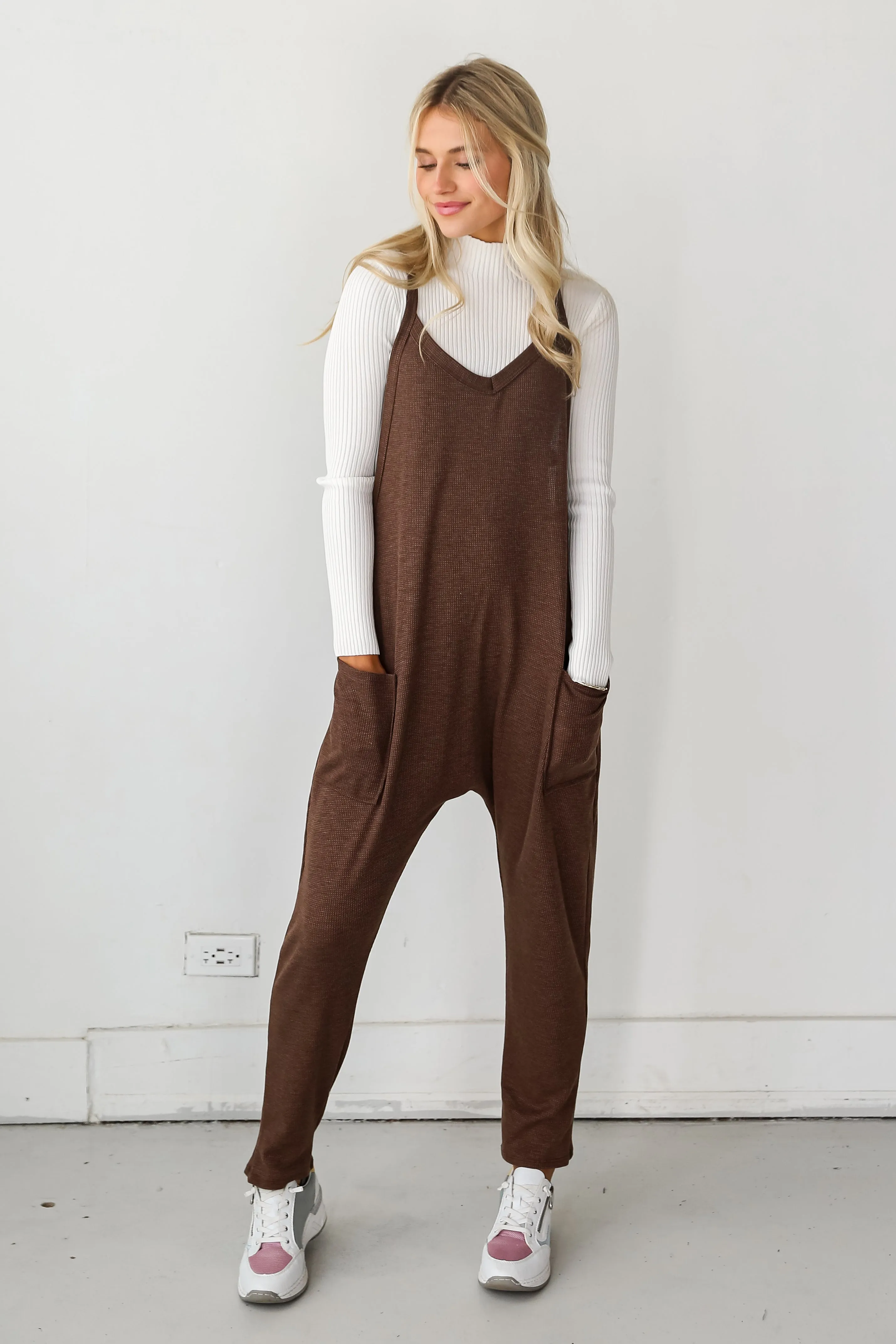 FINAL SALE - Willow Waffle Knit Jumpsuit - DOORBUSTER