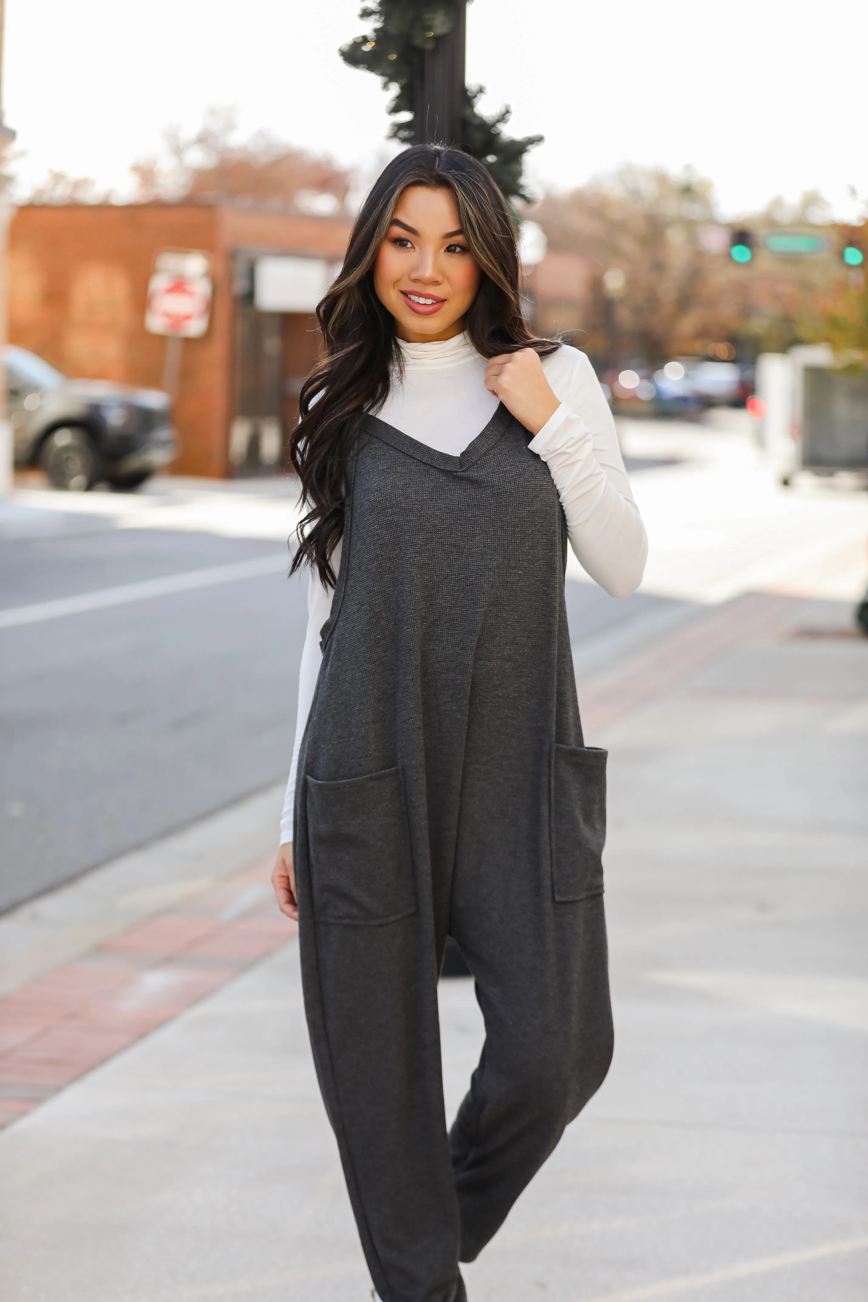 FINAL SALE - Willow Waffle Knit Jumpsuit - DOORBUSTER