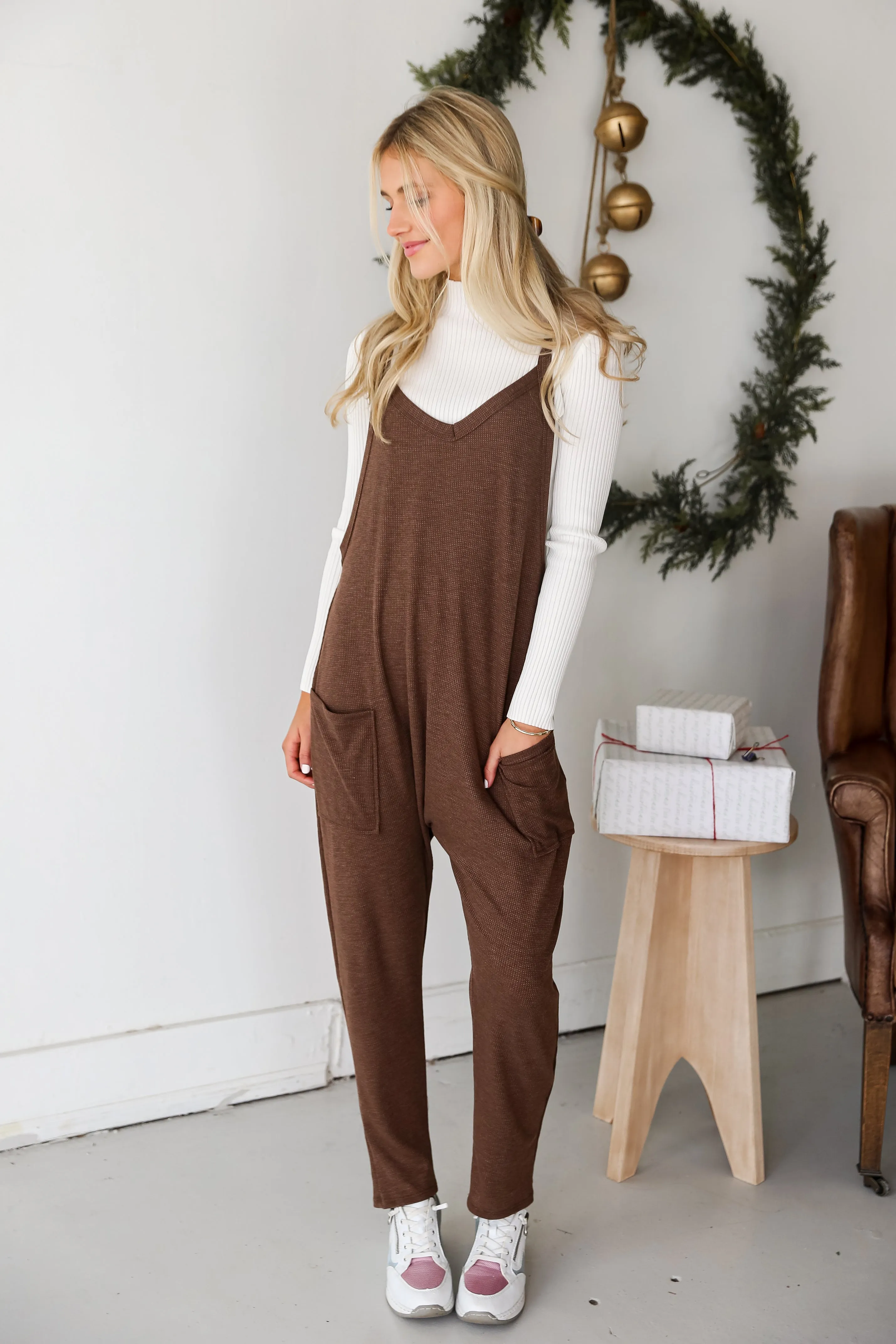 FINAL SALE - Willow Waffle Knit Jumpsuit - DOORBUSTER