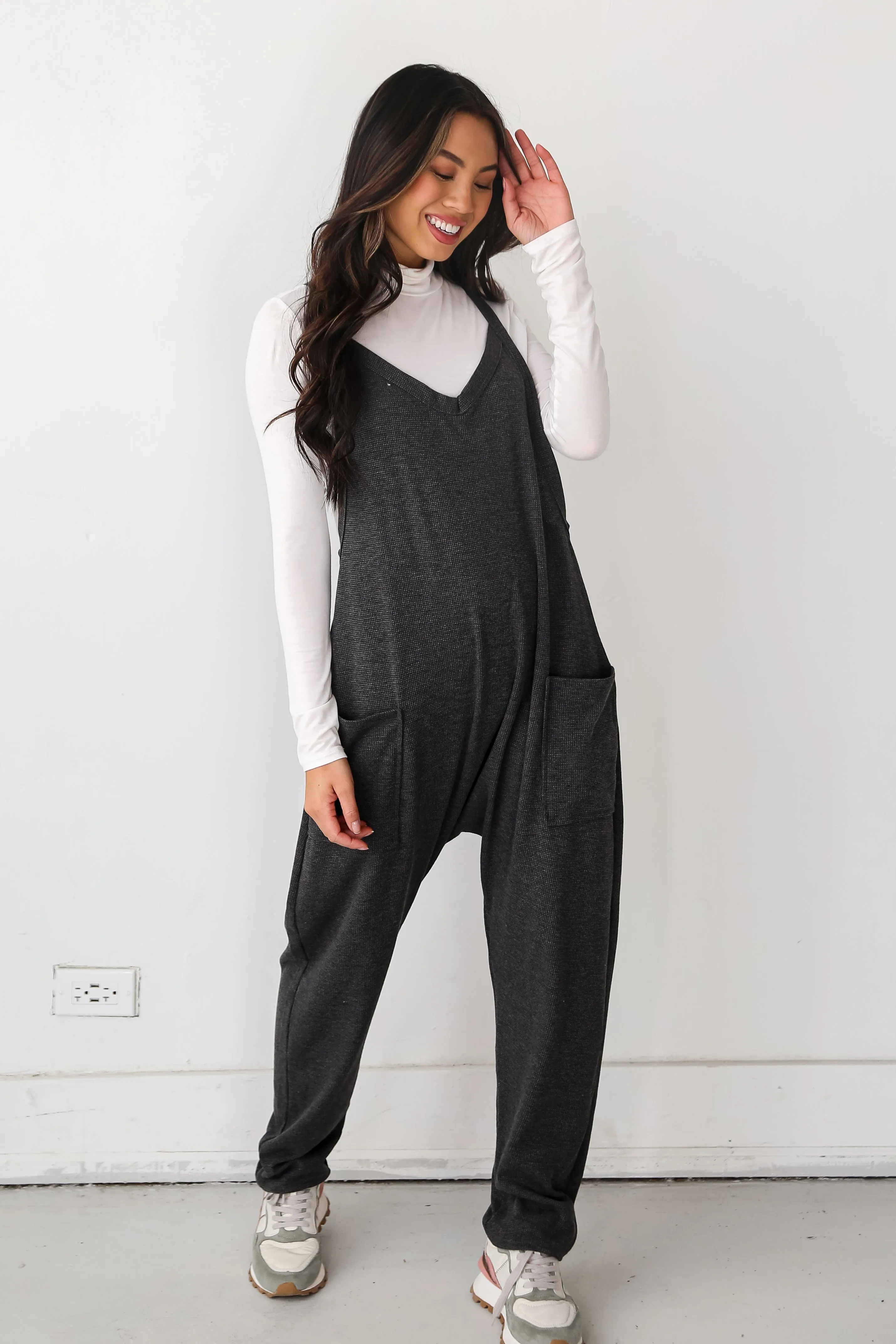 FINAL SALE - Willow Waffle Knit Jumpsuit - DOORBUSTER