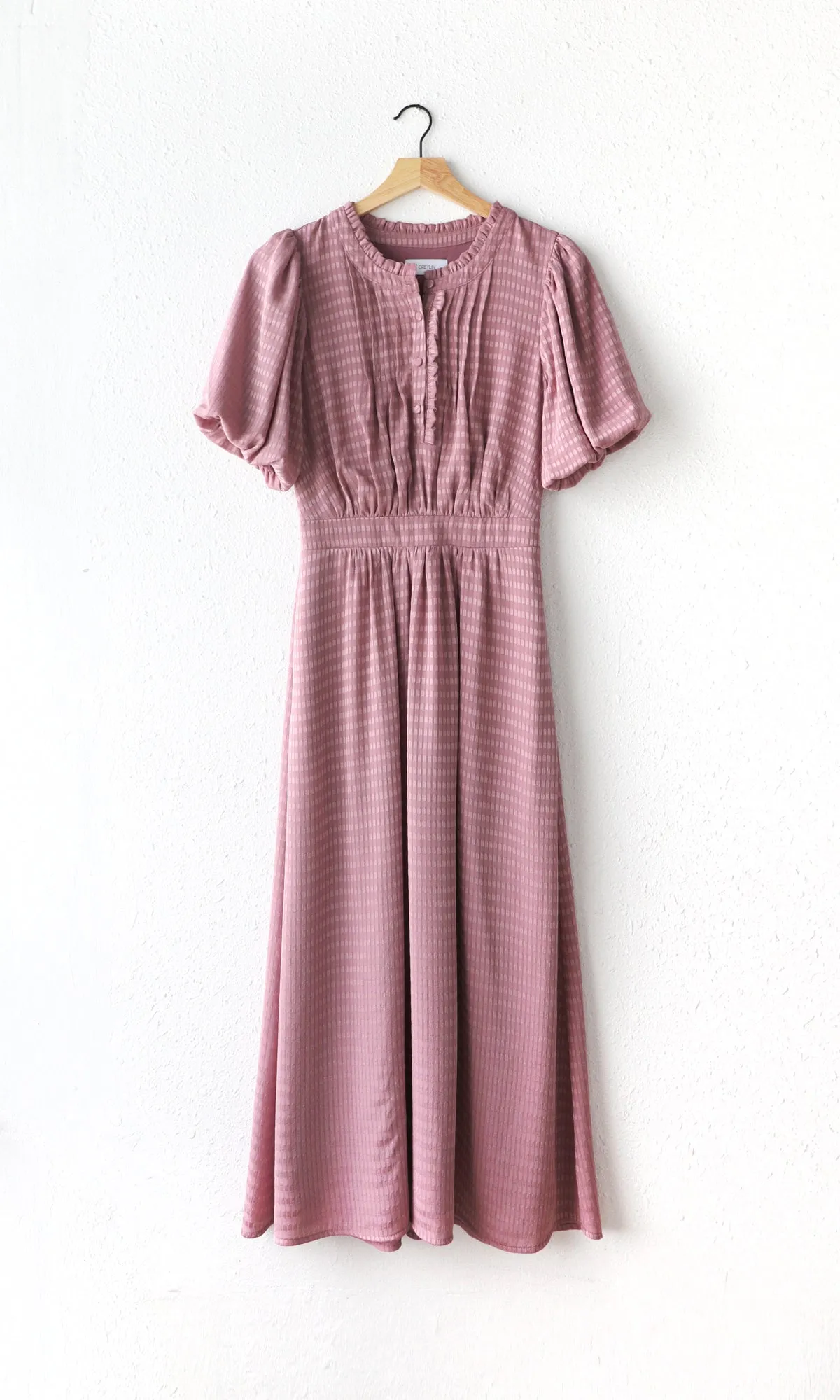 Fiona High Neck Puff Midi Dress - FINAL SALE