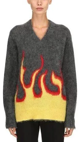 Flames Mohair and Wool Knit Sweater