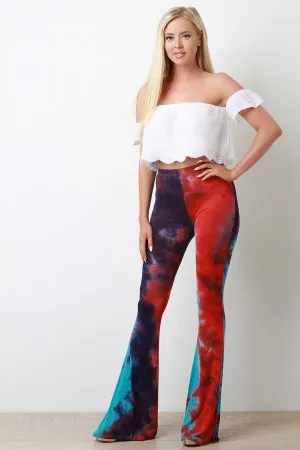 Flare High Waisted Tie-Dye Jersey Knit Pants