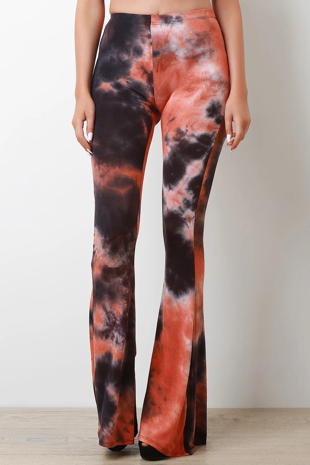 Flare High Waisted Tie-Dye Jersey Knit Pants