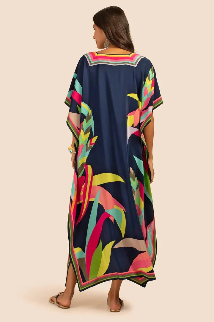 Floral Navy Floral MIDI Kaftan Dress-Sizes Available AU 10-26