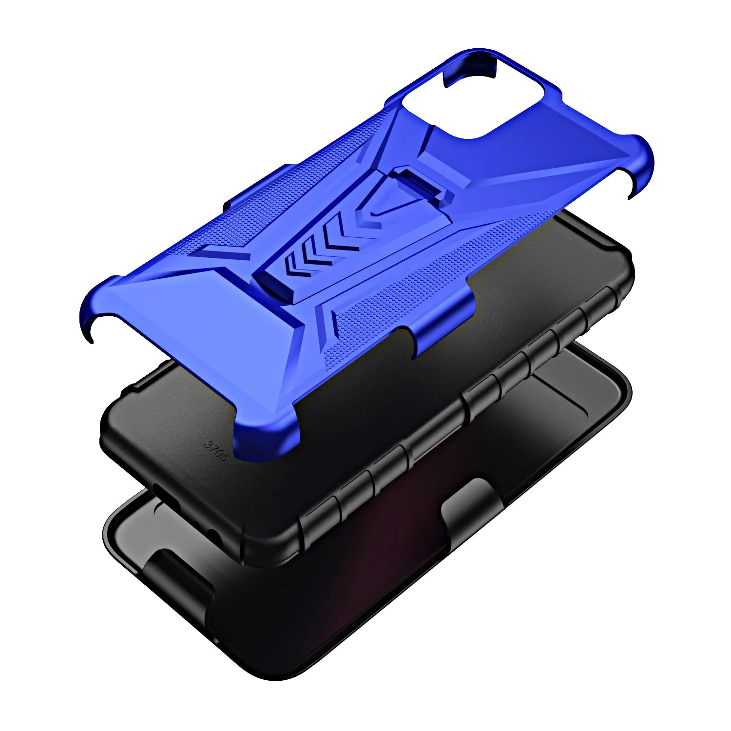 For T-Mobile REVVL 6 Pro 5G Case with Tempered Glass Screen Protector Heavy Duty Protective Phone Case,Built-in Kickstand Rugged Shockproof Protective Phone Case - Blue