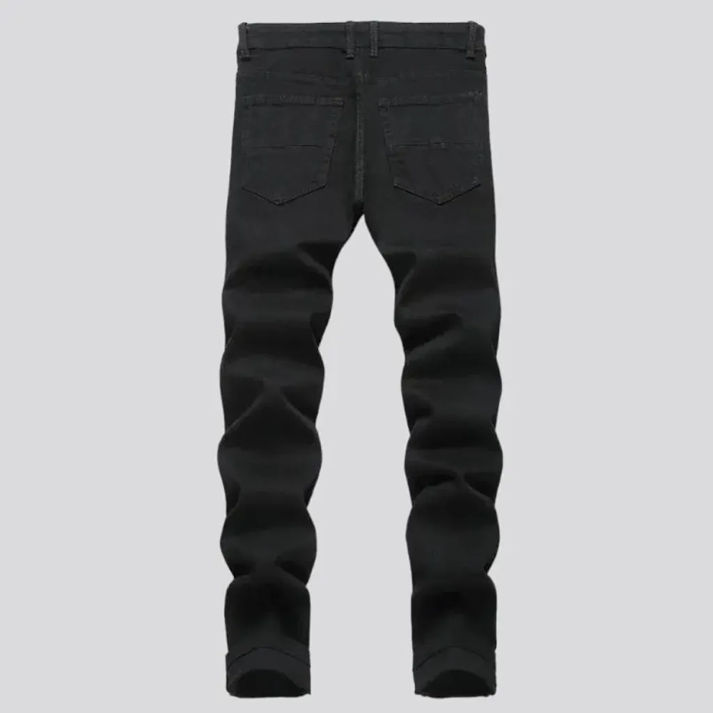 Frayed mid-waistline jeans
 for men