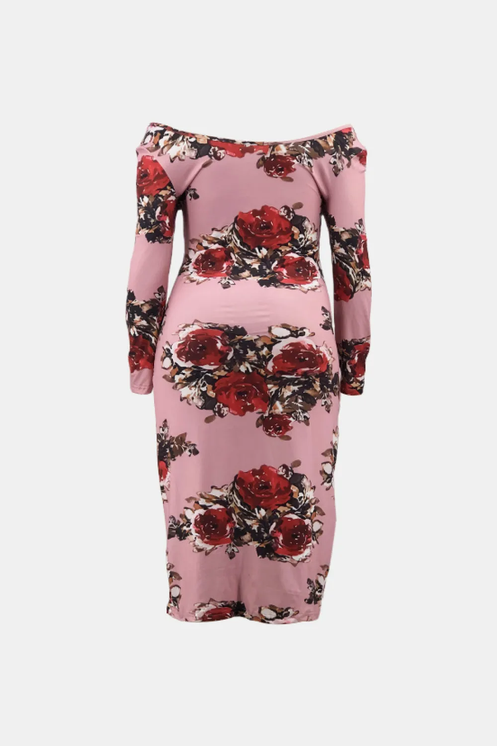 Full Size Floral Off-Shoulder Midi Dress