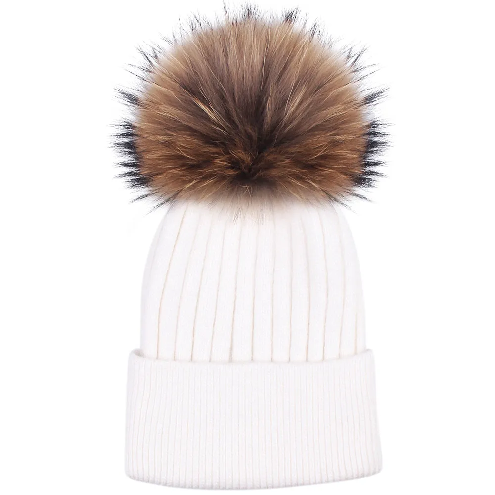 FURTALK Women Winter Real Fur Pom Pom Hat  Drop Shipping  A052