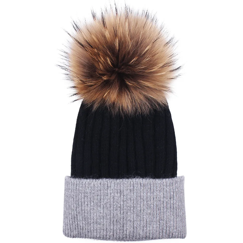 FURTALK Women Winter Real Fur Pom Pom Hat  Drop Shipping  A052