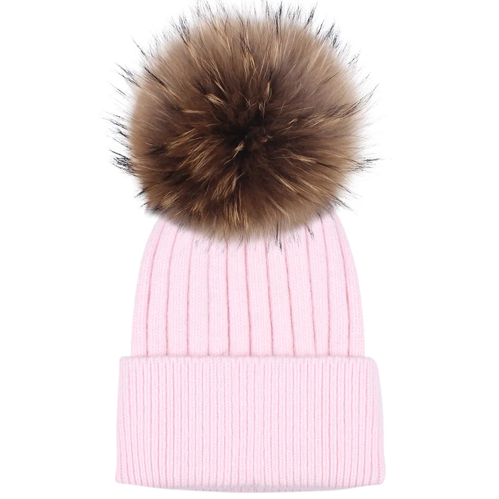 FURTALK Women Winter Real Fur Pom Pom Hat  Drop Shipping  A052