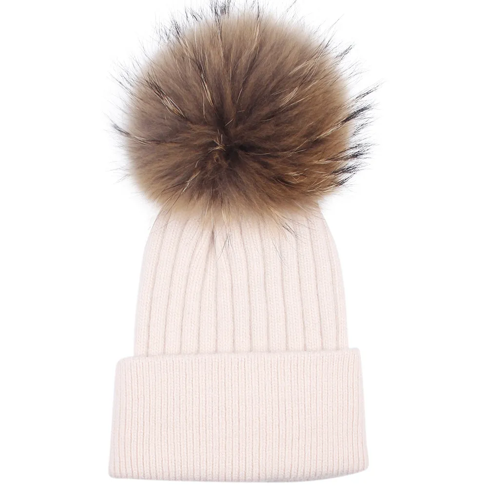 FURTALK Women Winter Real Fur Pom Pom Hat  Drop Shipping  A052