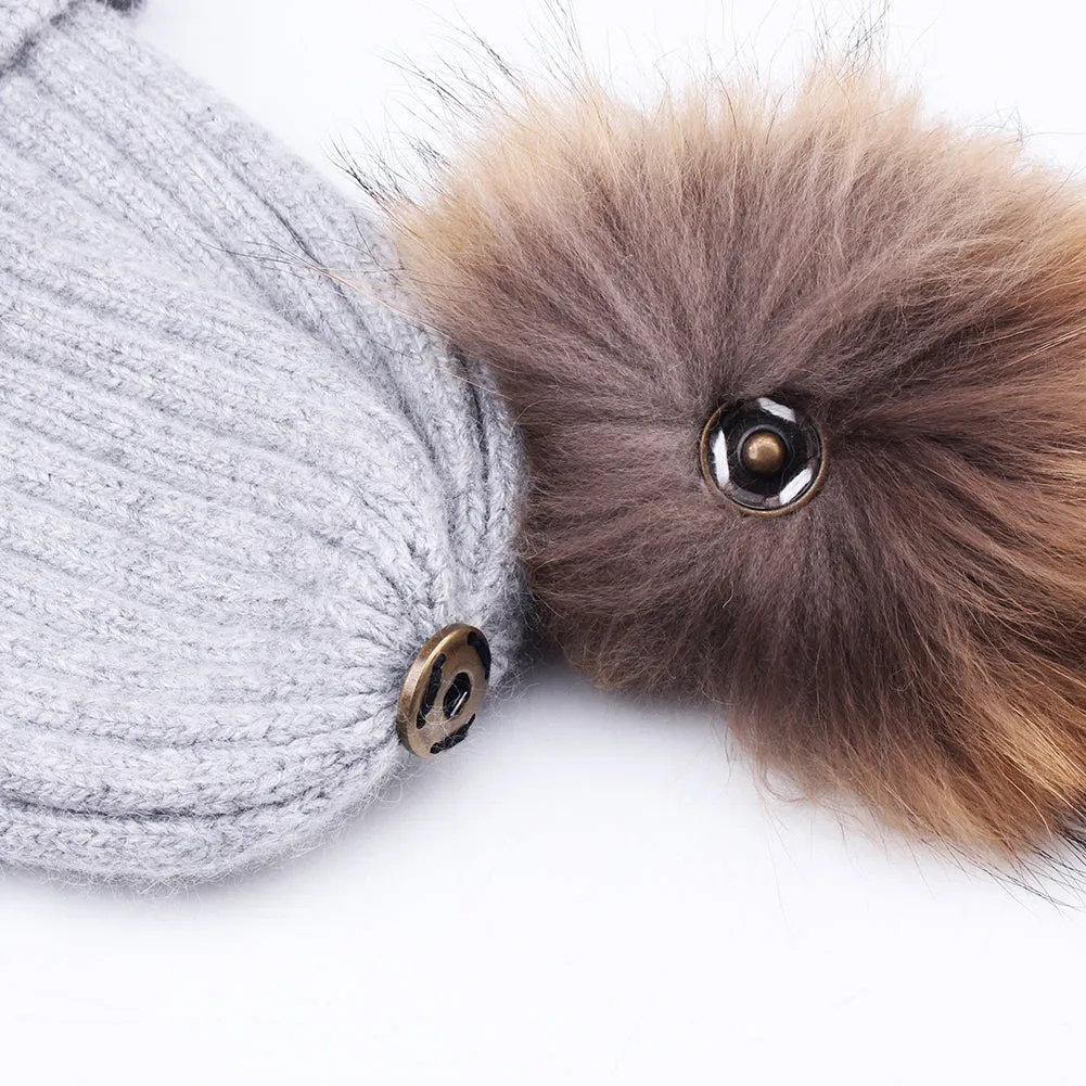 FURTALK Women Winter Real Fur Pom Pom Hat  Drop Shipping  A052