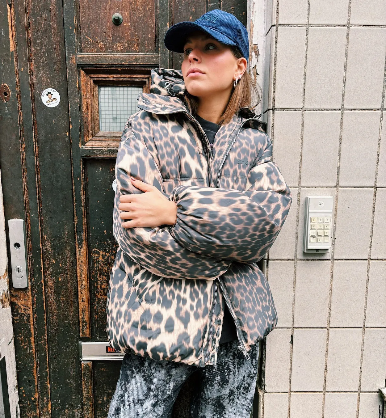 GANNI Leopard Puffer Jacket