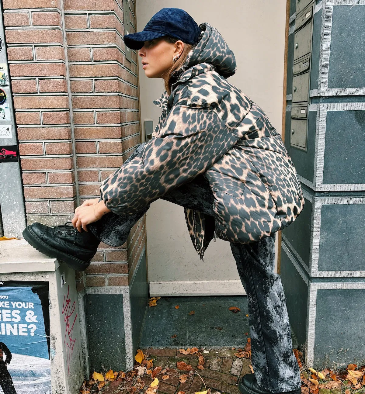 GANNI Leopard Puffer Jacket