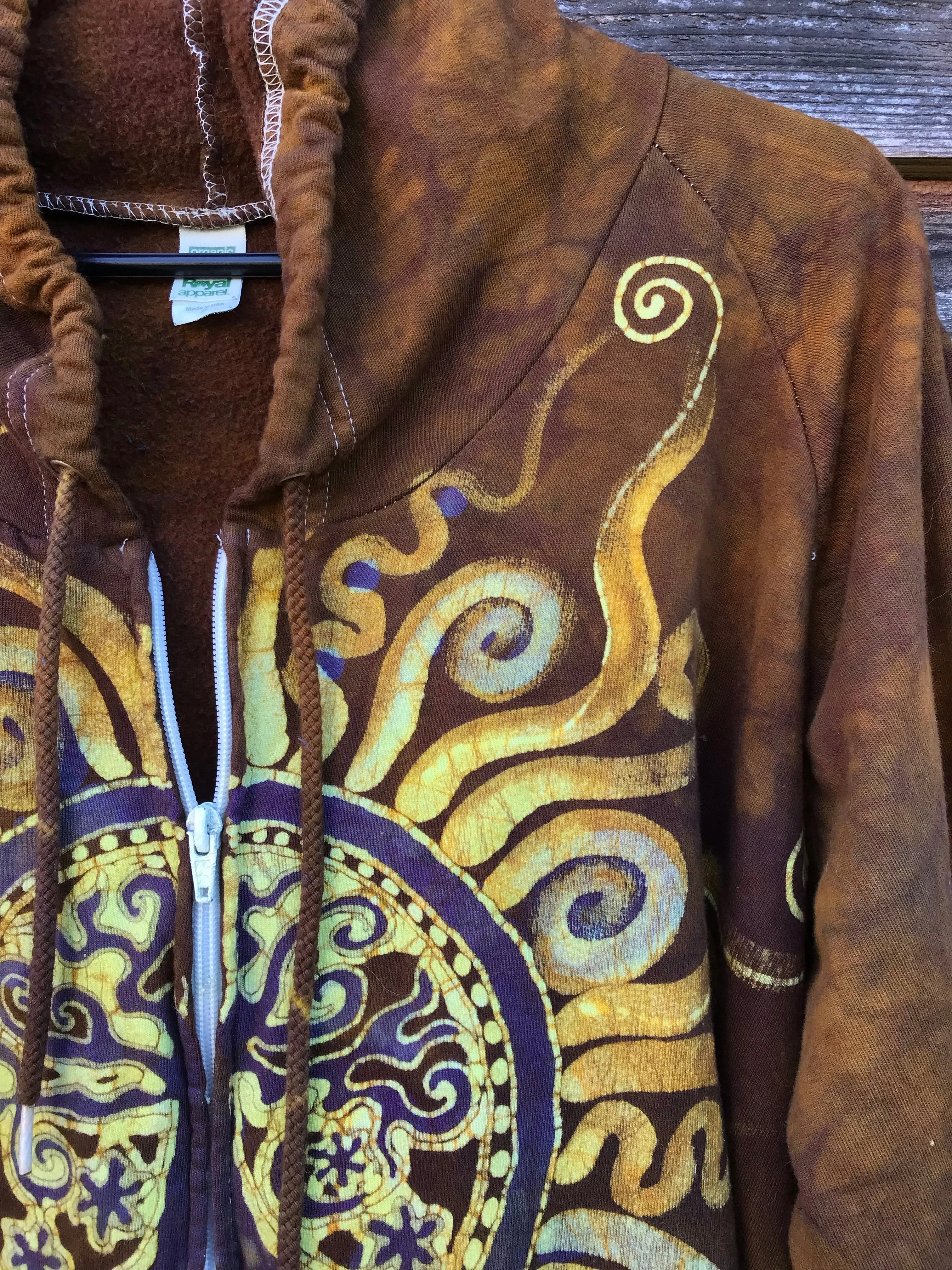 Golden Pockets Tree of Life Handmade Batik Zipper Hoodie - Size 2X