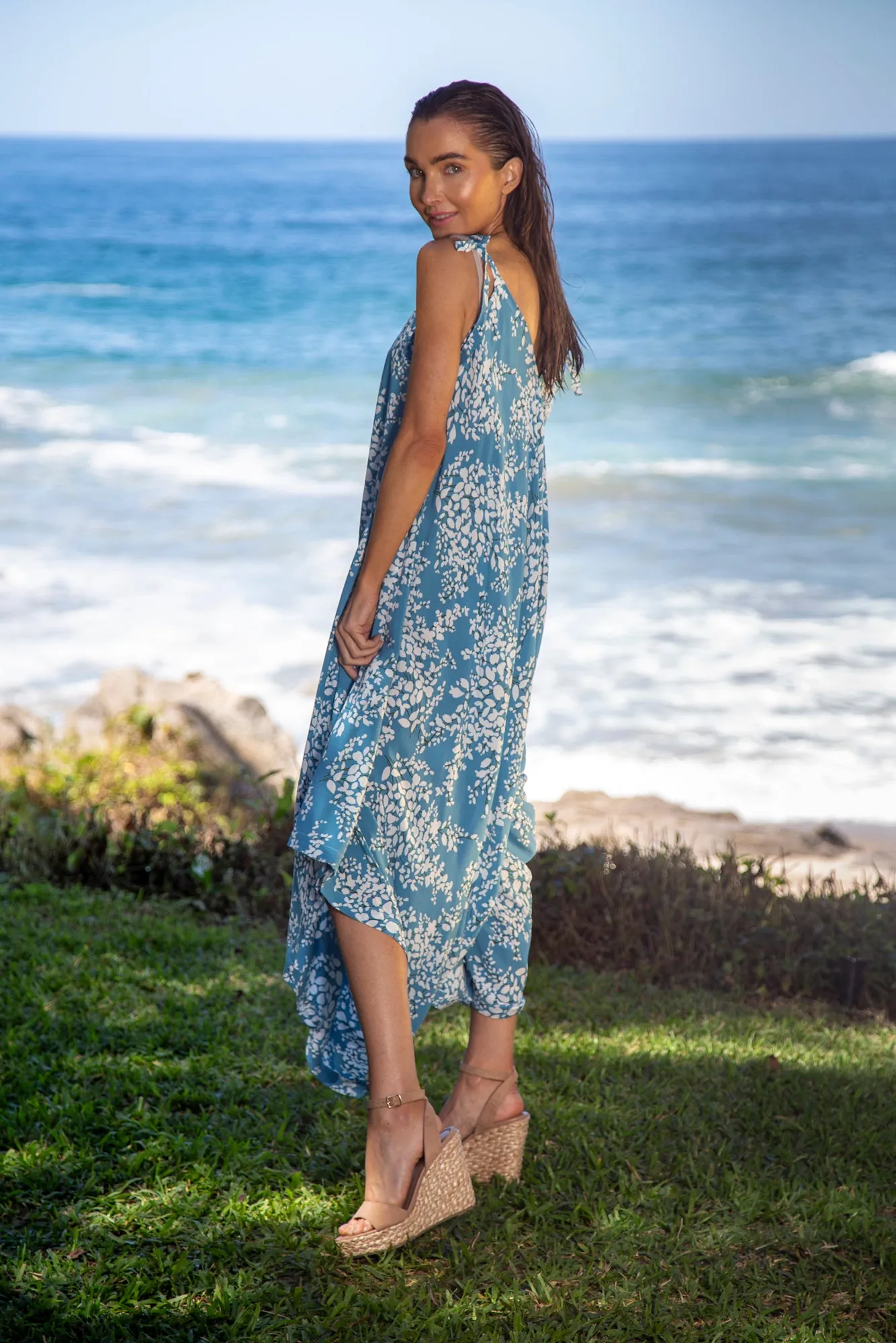 Gypsy Jumpsuit in Premium Bird Cay Blue Robin